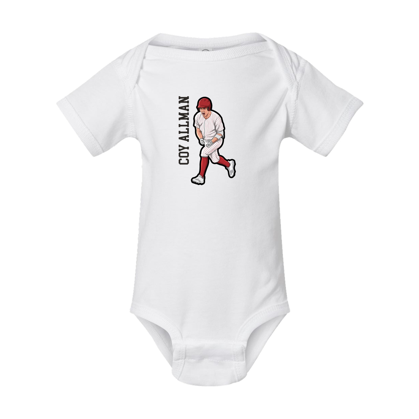 Baby Onesie — Name Vertical in White