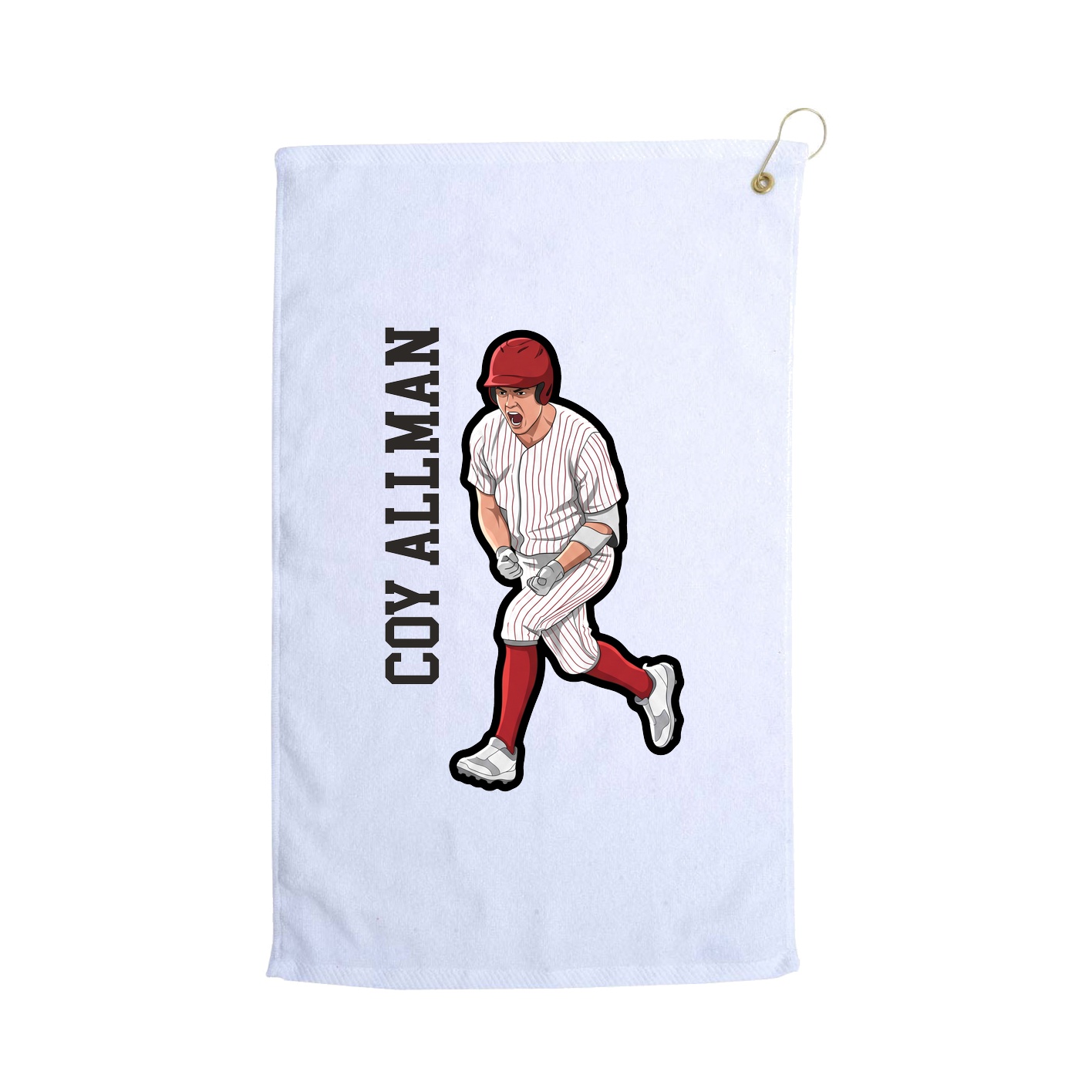 Golf Towel — Name Vertical in White