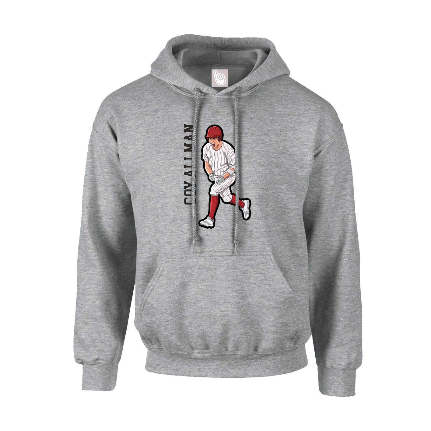Youth Hoodie — Name Vertical in Grey
