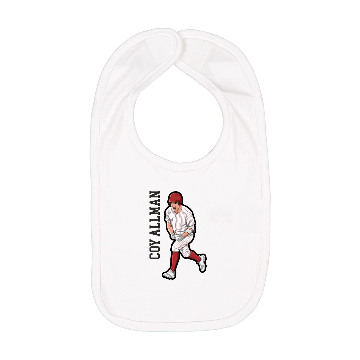 Infant Bib — Name Vertical in White
