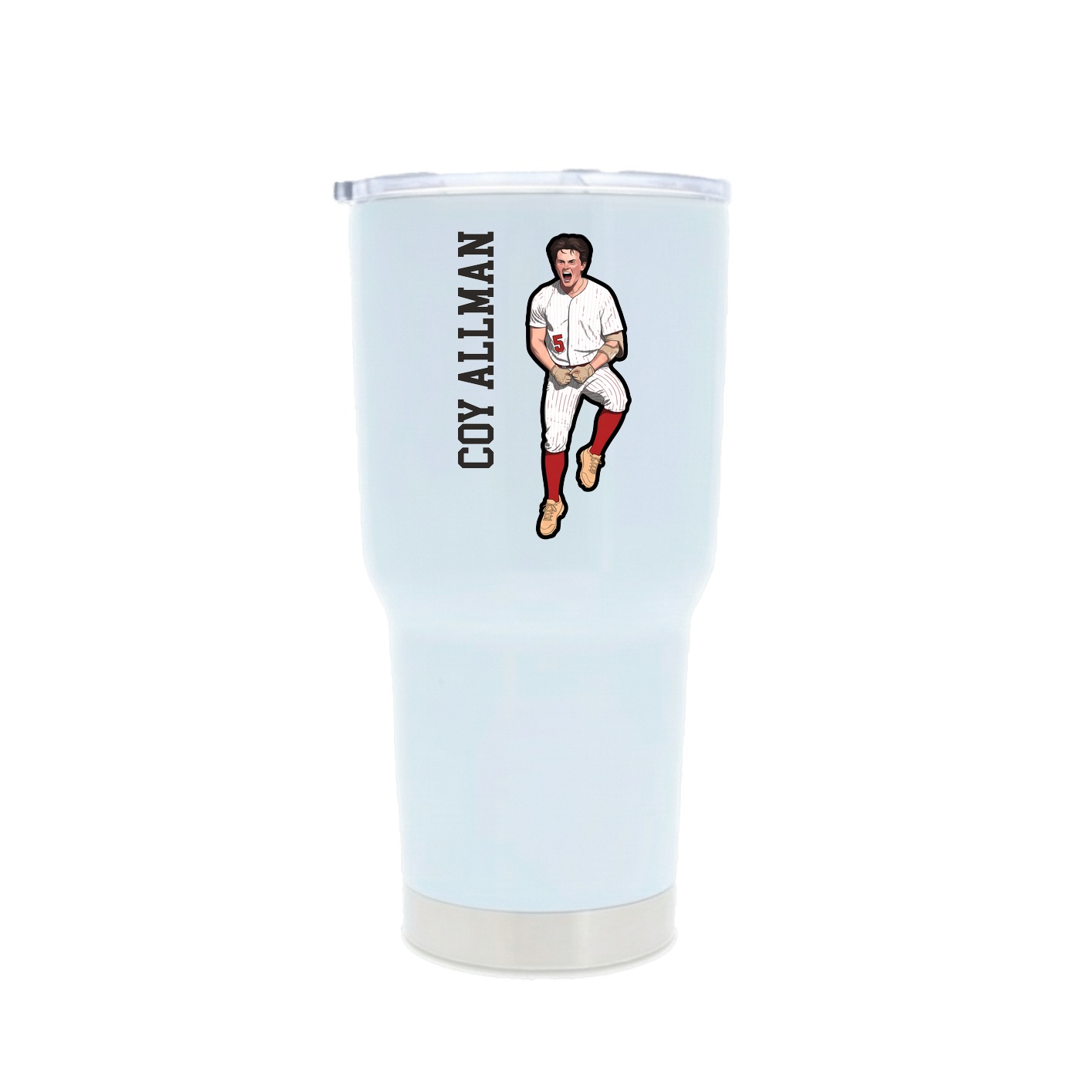 30oz Stainless Steel Tumbler — Name Vertical in White