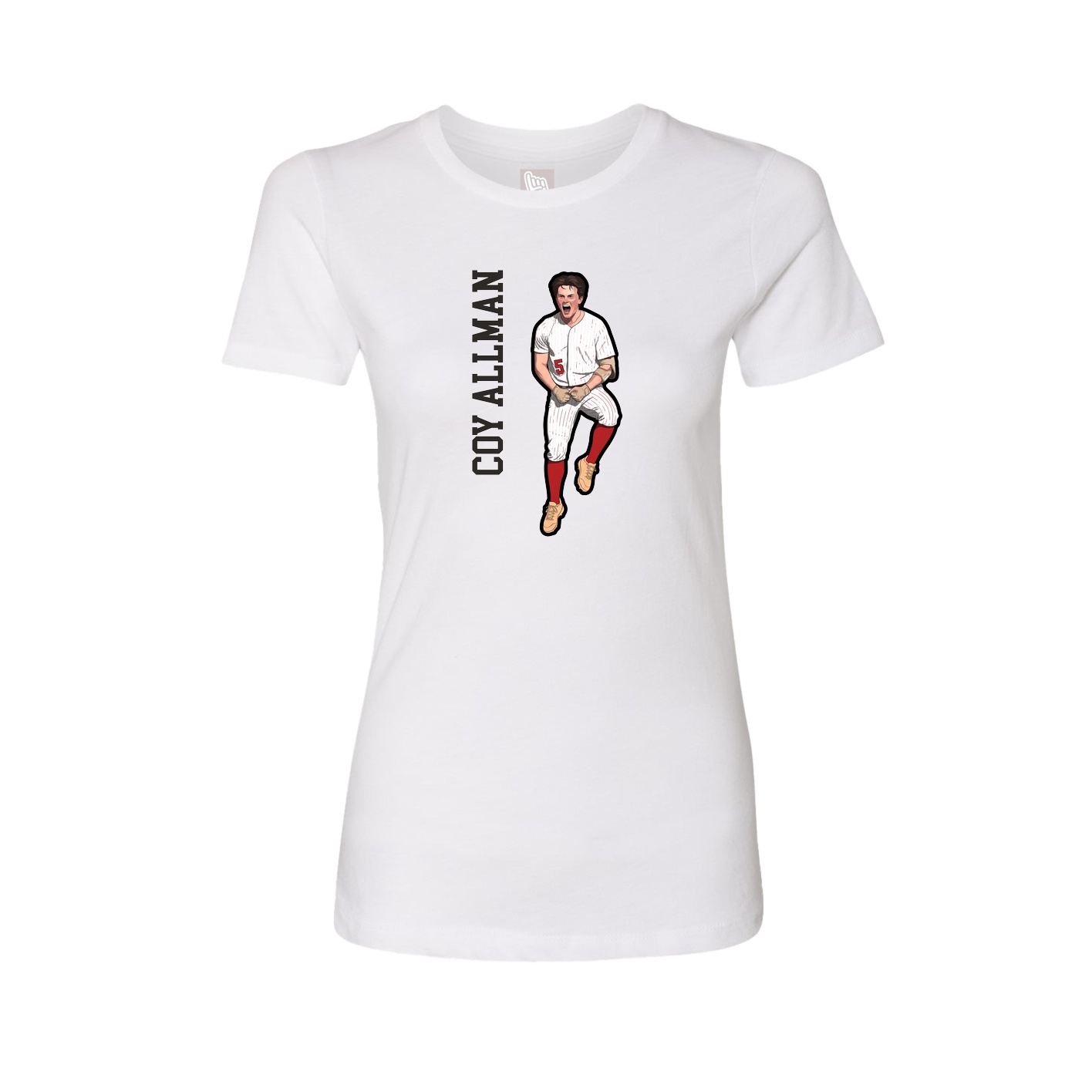Fitted Women's Tee — Name Vertical in White