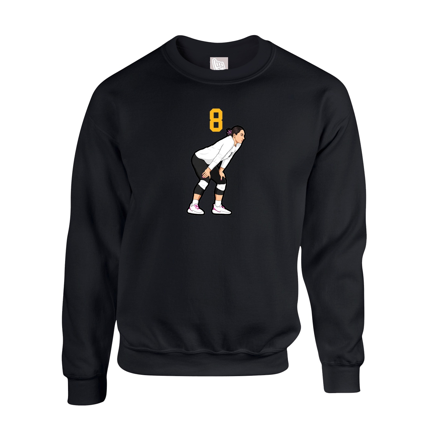 Fleece Crew — Number Top in Black