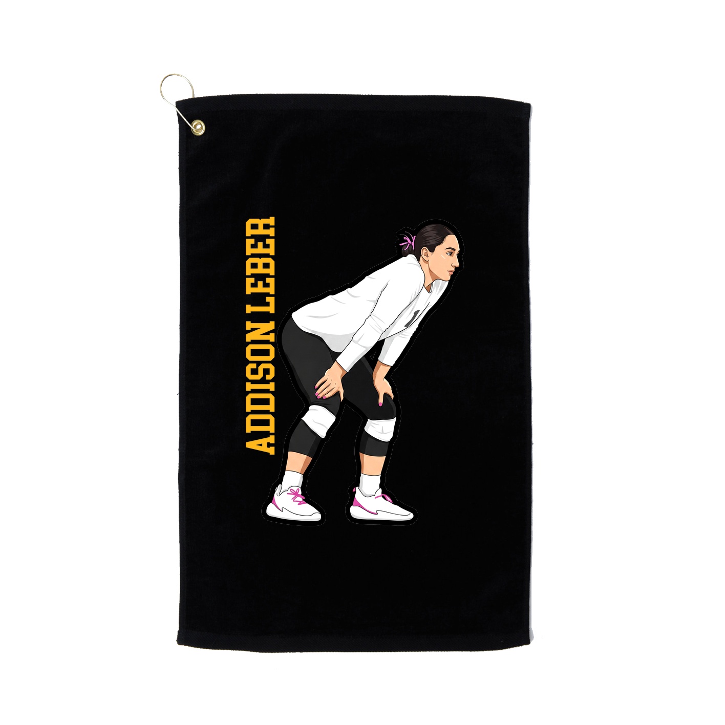 Golf Towel — Name Vertical in Black