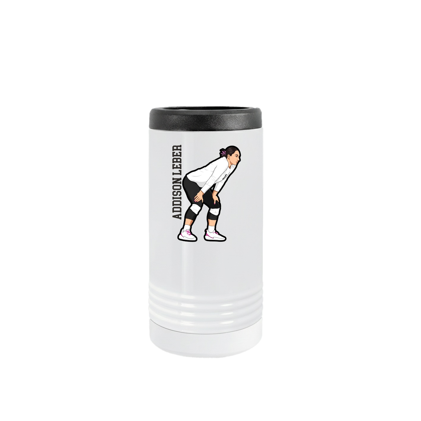 Slim Beverage Holder — Name Vertical in White