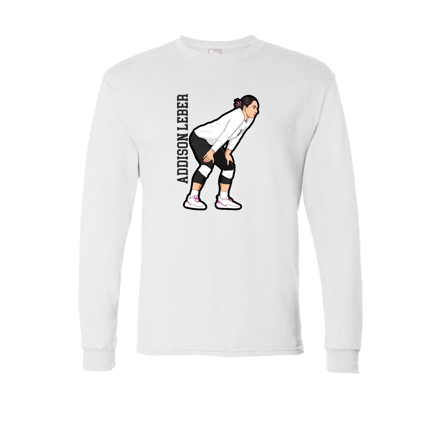 Long Sleeve Tee — Name Vertical in White