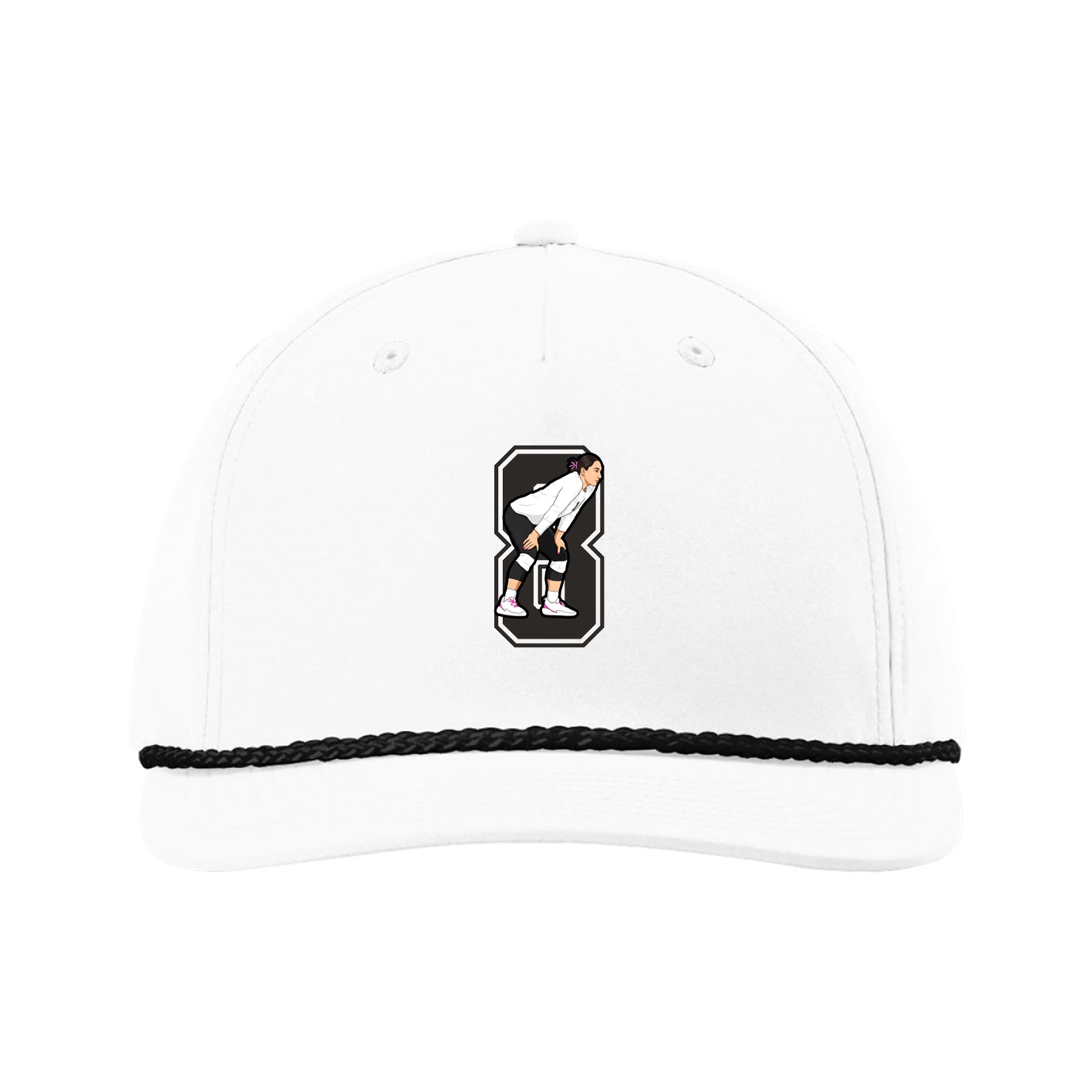 Five-Panel Classic Rope Cap — Number in White