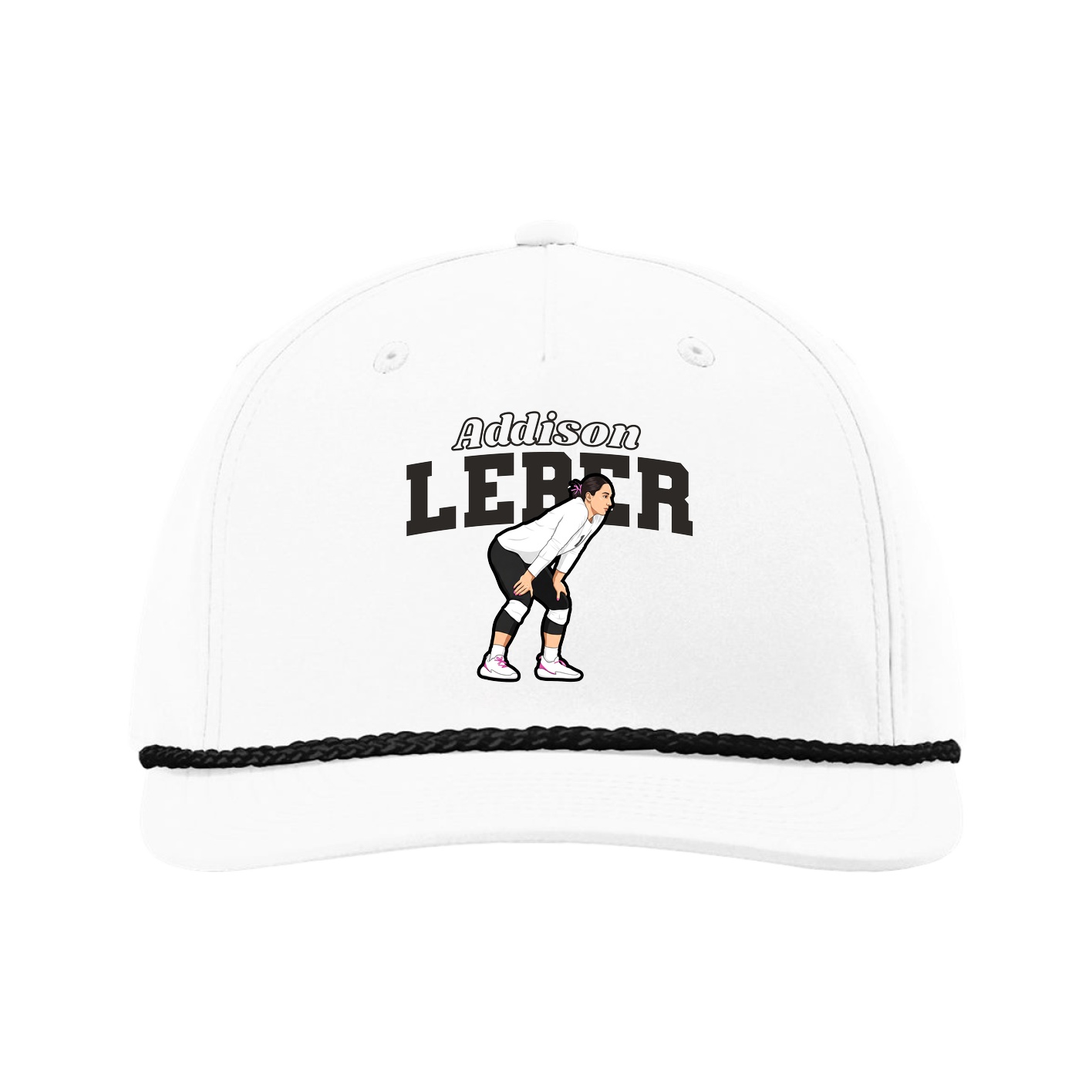 Five-Panel Classic Rope Cap — Name Arch in White