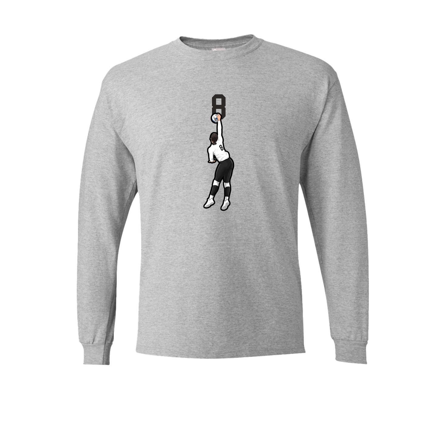 Long Sleeve Tee — Number Top in Grey