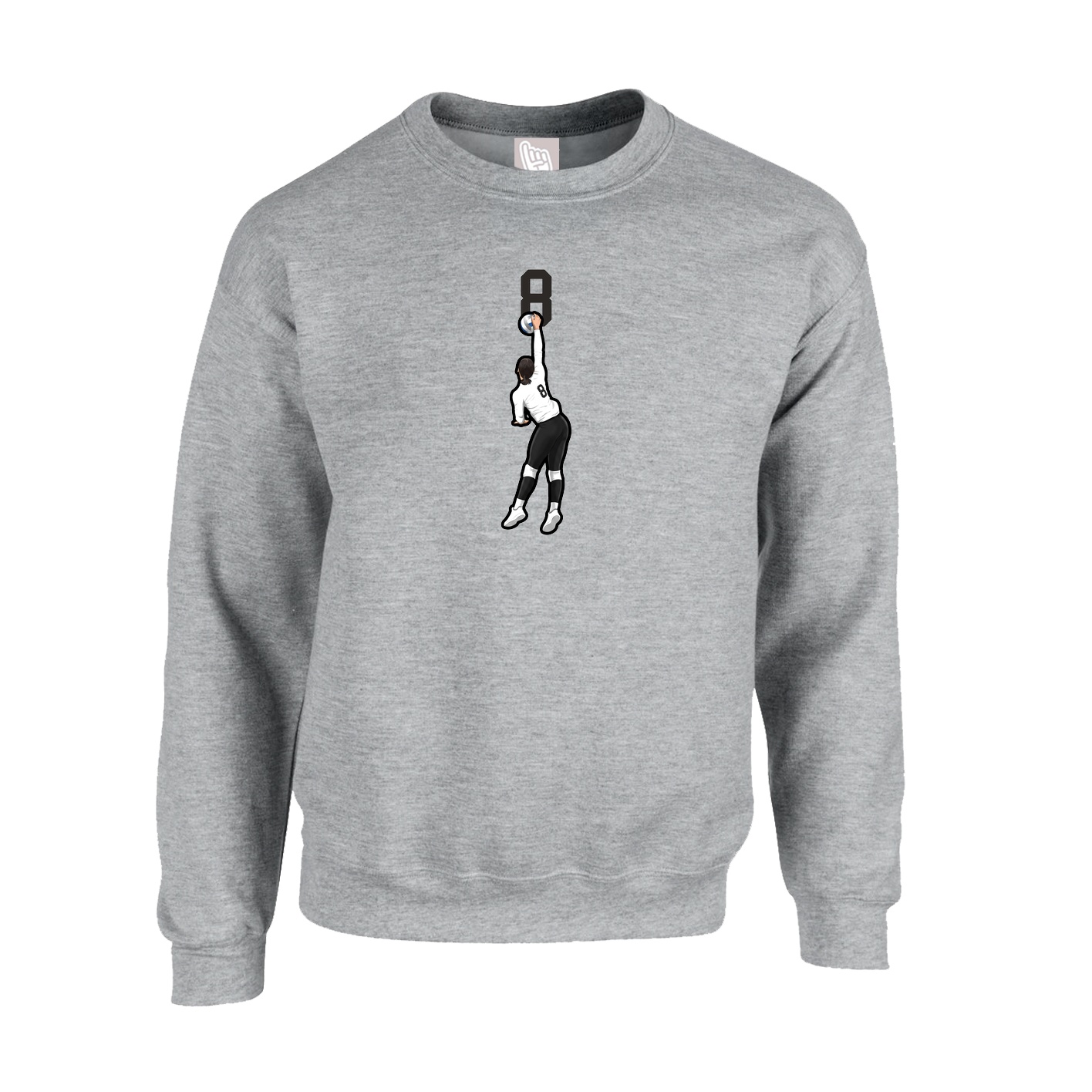 Fleece Crew — Number Top in Grey