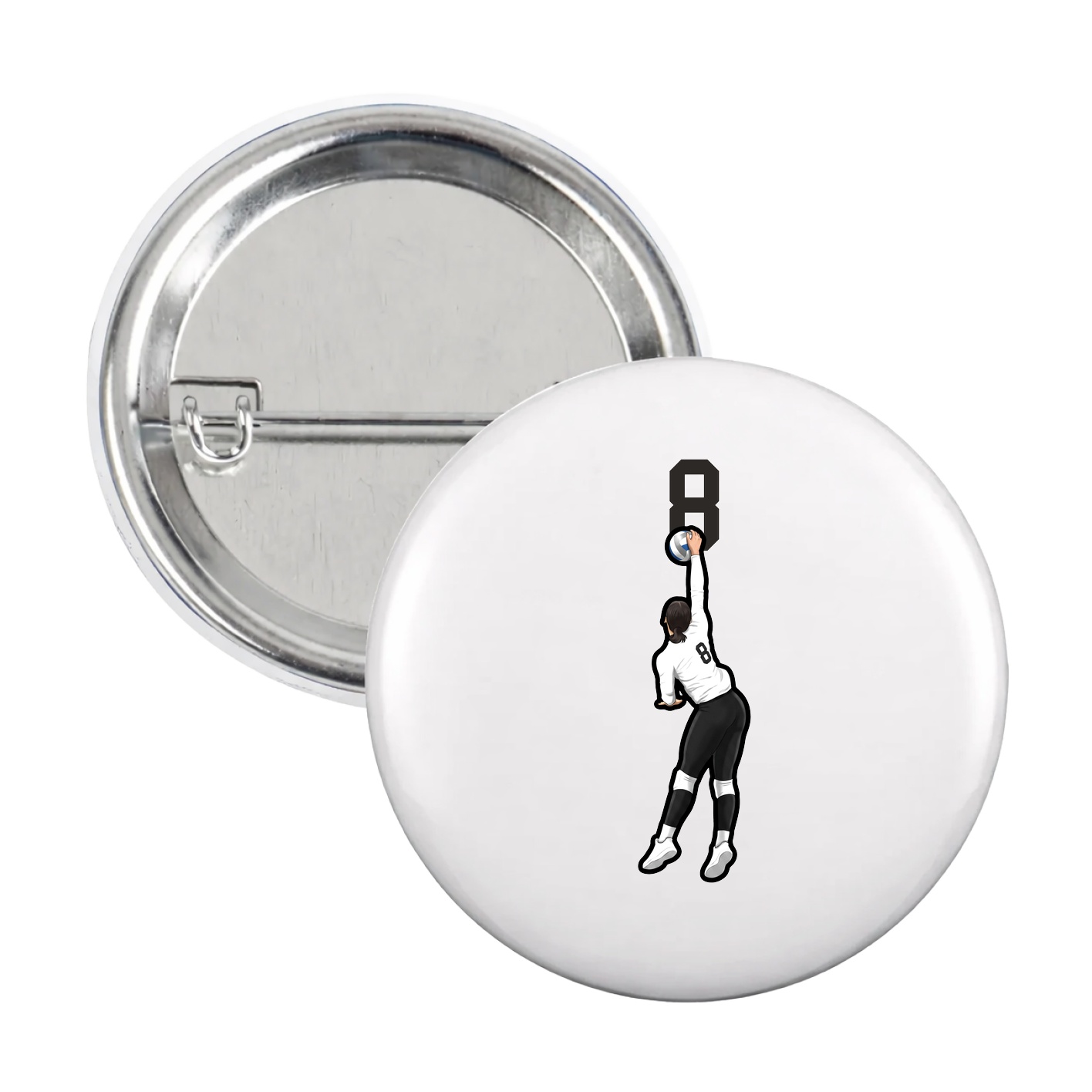 Game Day Button — Number Top in White