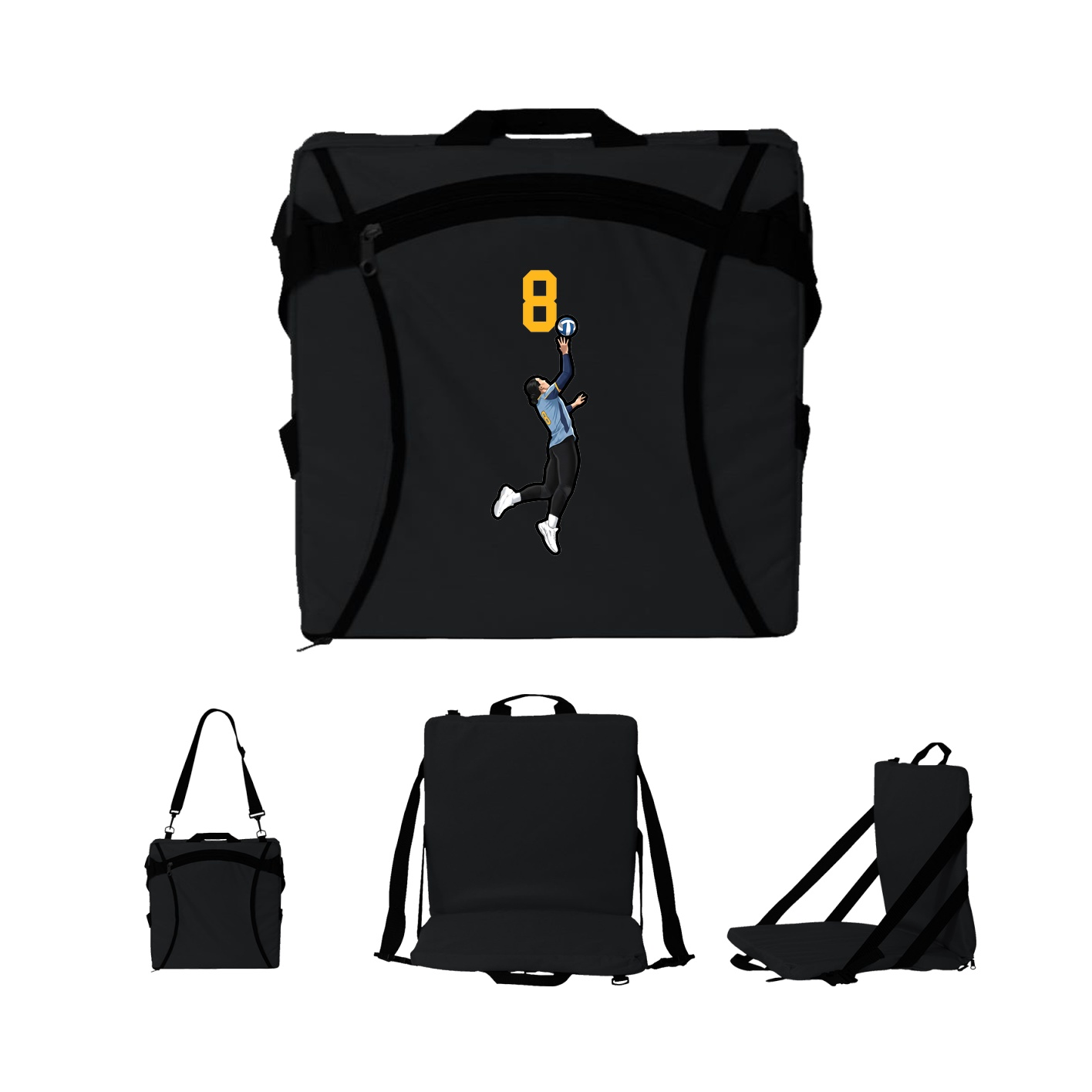 Folding Stadium Seat — Number Top in Black