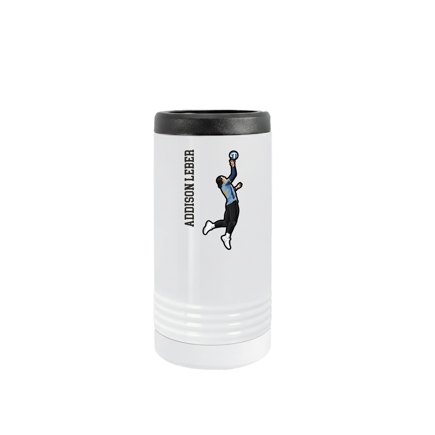 Slim Beverage Holder — Name Vertical in White