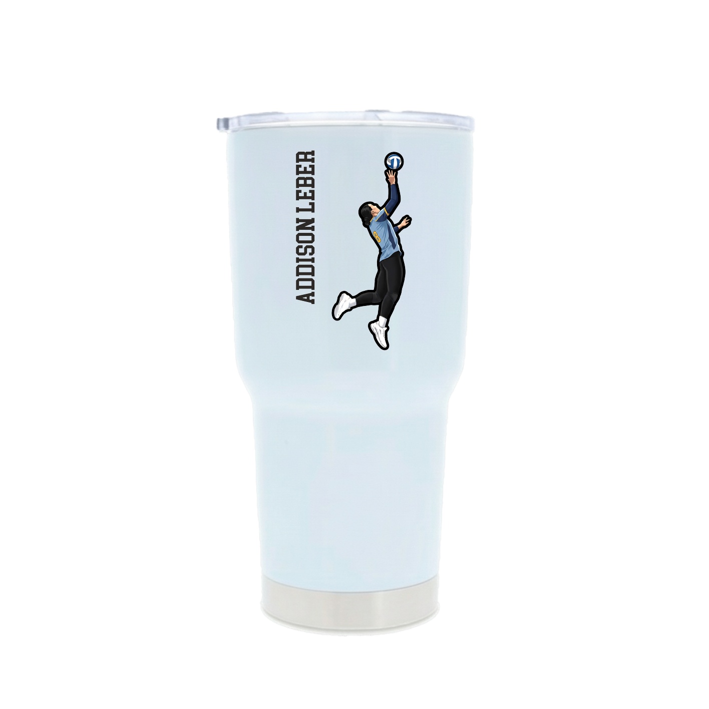 30oz Stainless Steel Tumbler — Name Vertical in White