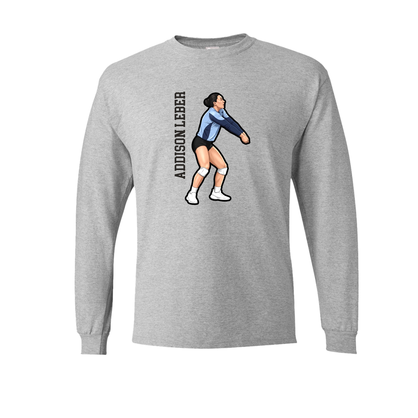 Long Sleeve Tee — Name Vertical in Grey