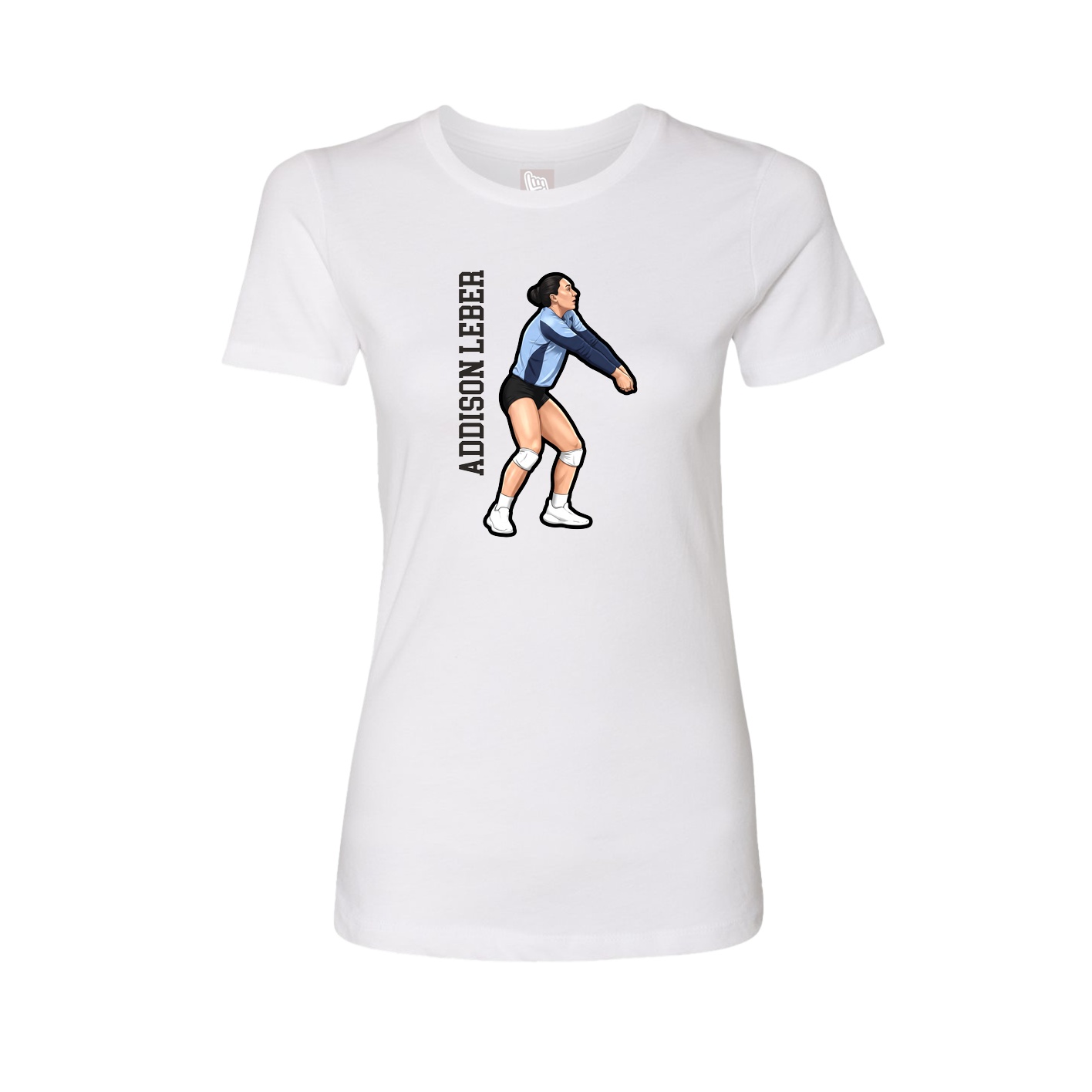 Womens Tee — Name Vertical in White