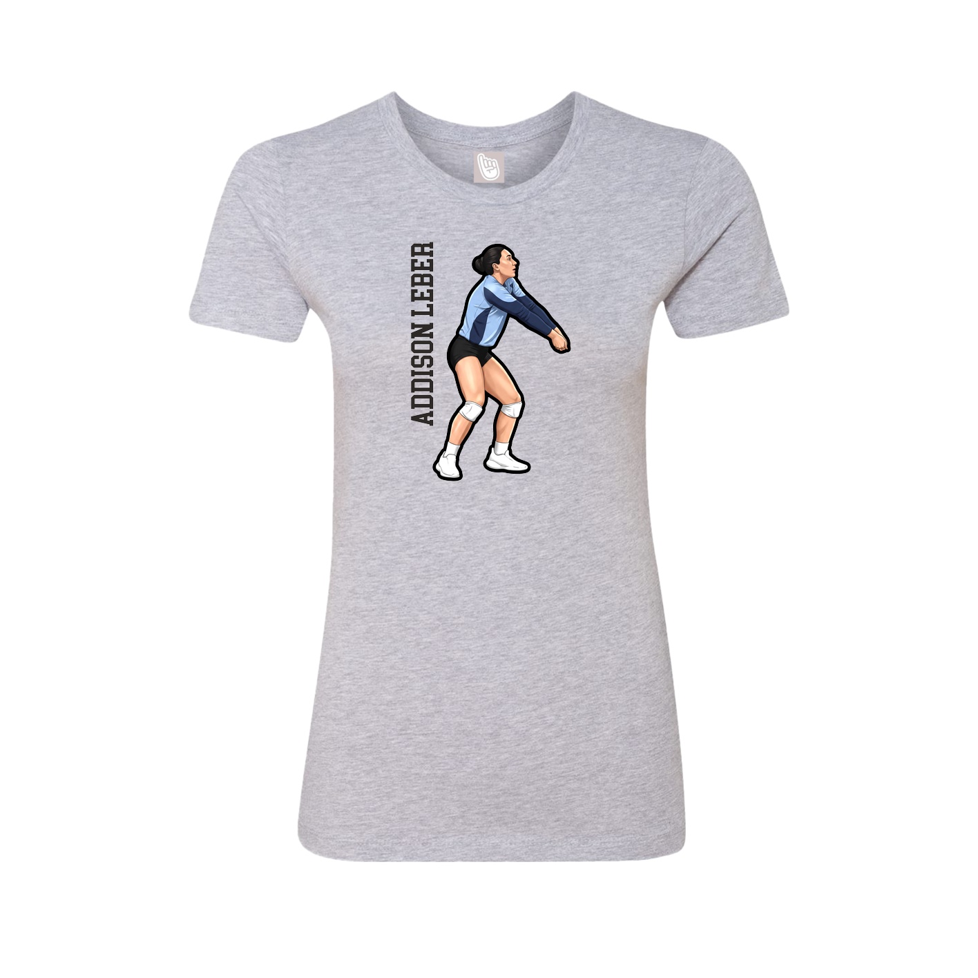 Fitted Women's Tee — Name Vertical in Grey