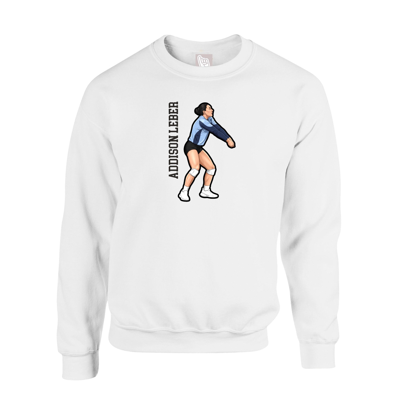 Fleece Crew — Name Vertical in White