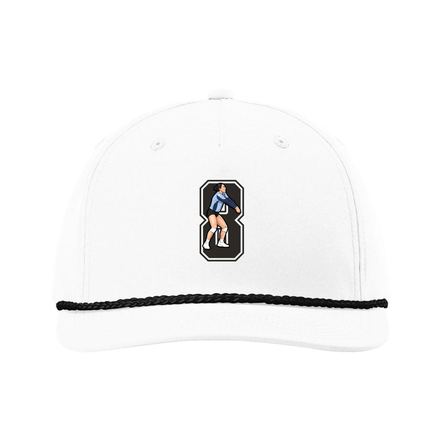 Five-Panel Classic Rope Cap — Number in White