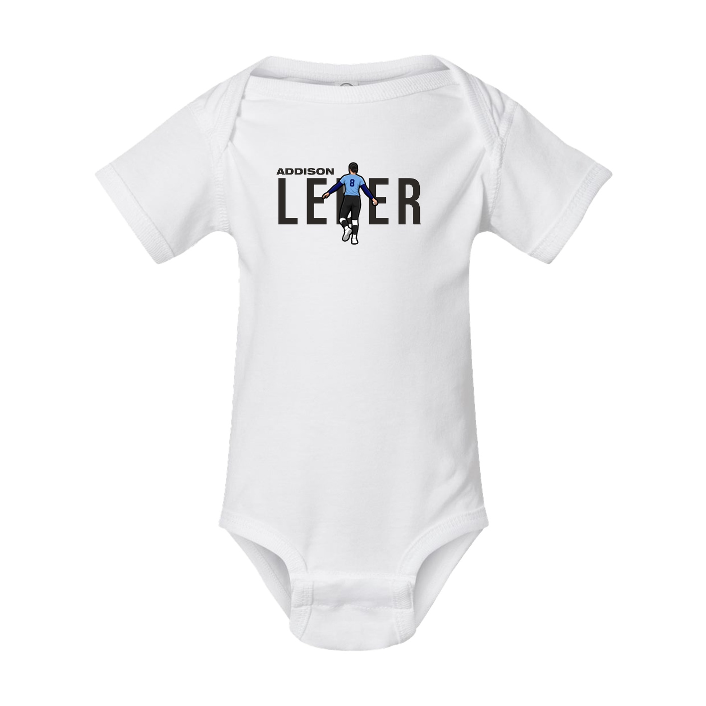 Baby Onesie — Player Name in White