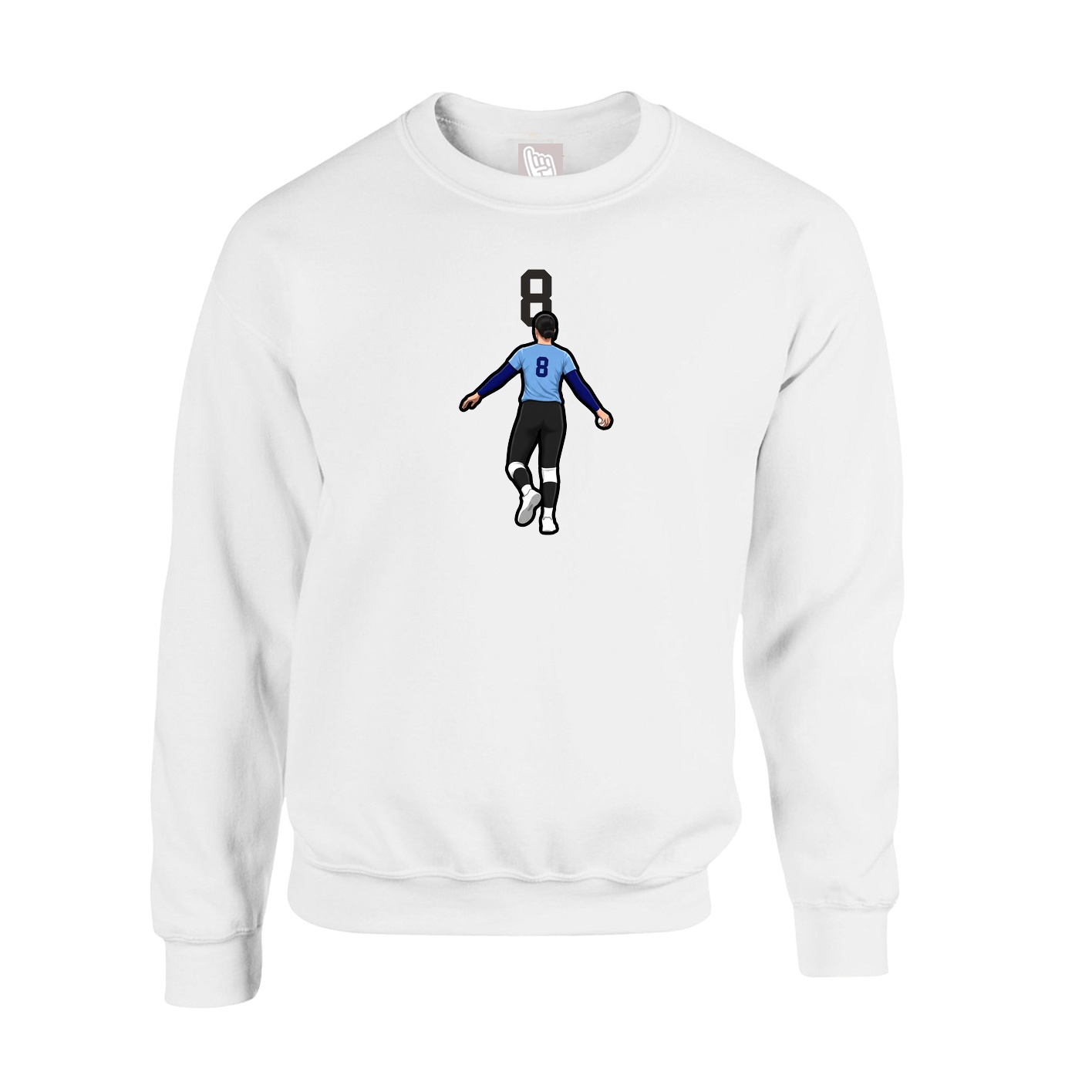 Fleece Crew — Number Top in White