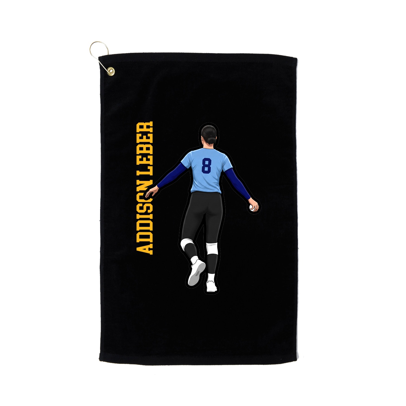 Golf Towel — Name Vertical in Black