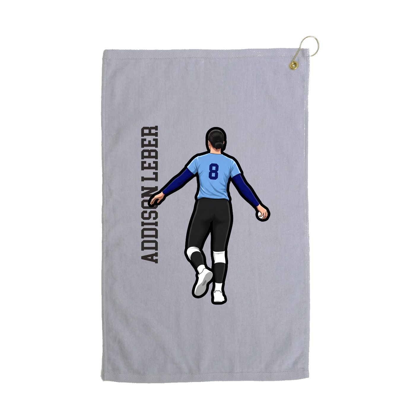 Golf Towel — Name Vertical in Grey