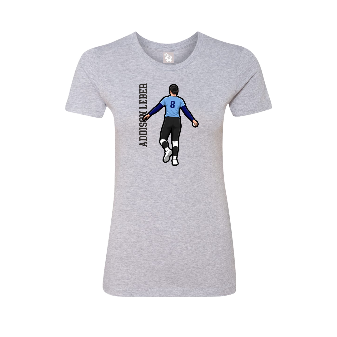 Womens Tee — Name Vertical in Grey
