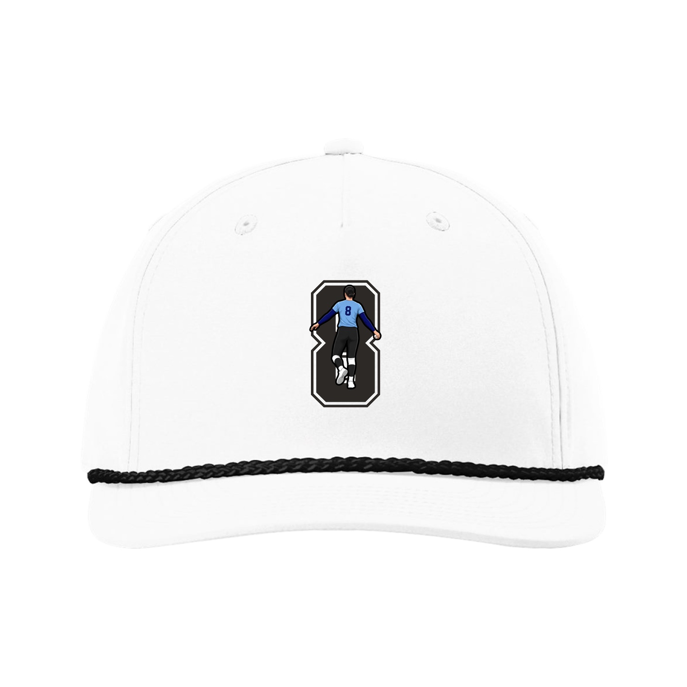 Five-Panel Classic Rope Cap — Number in White