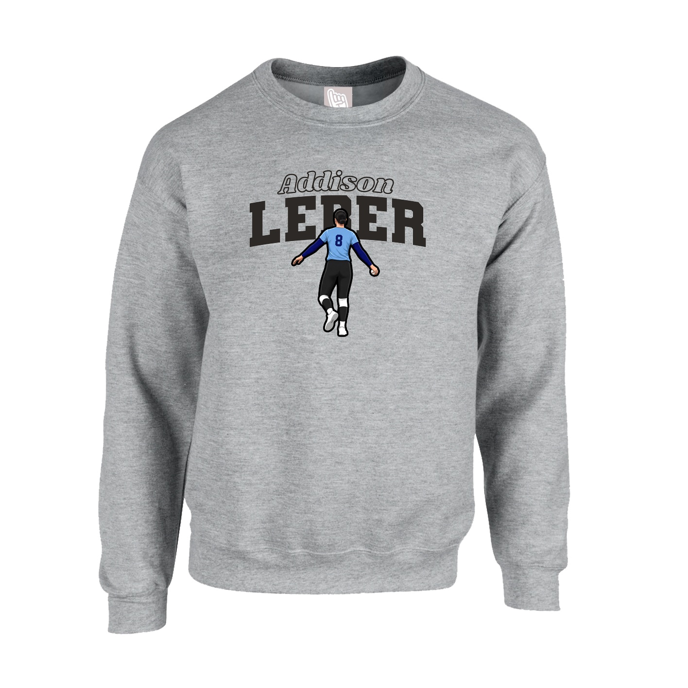 Fleece Crew — Name Arch in Grey