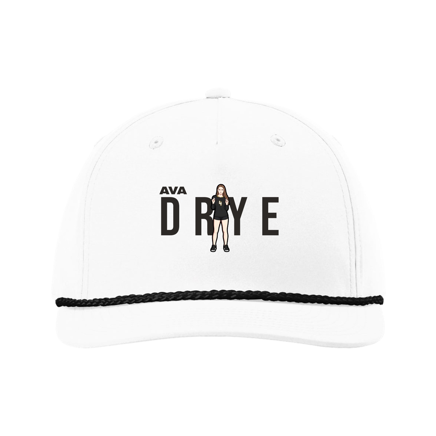 Five-Panel Classic Rope Cap — Player Name in White