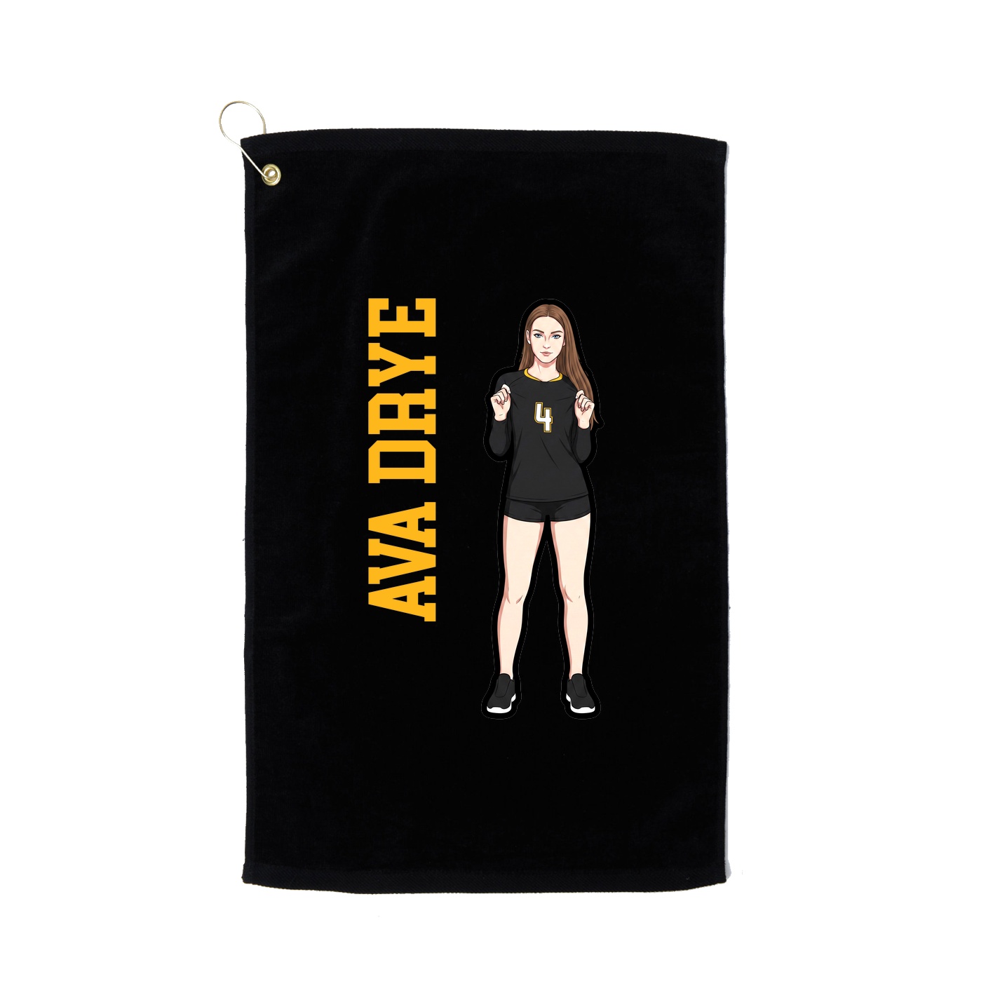 Golf Towel — Name Vertical in Black