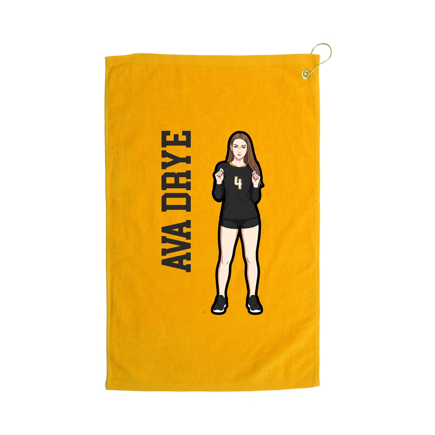 Golf Towel — Name Vertical in Gold
