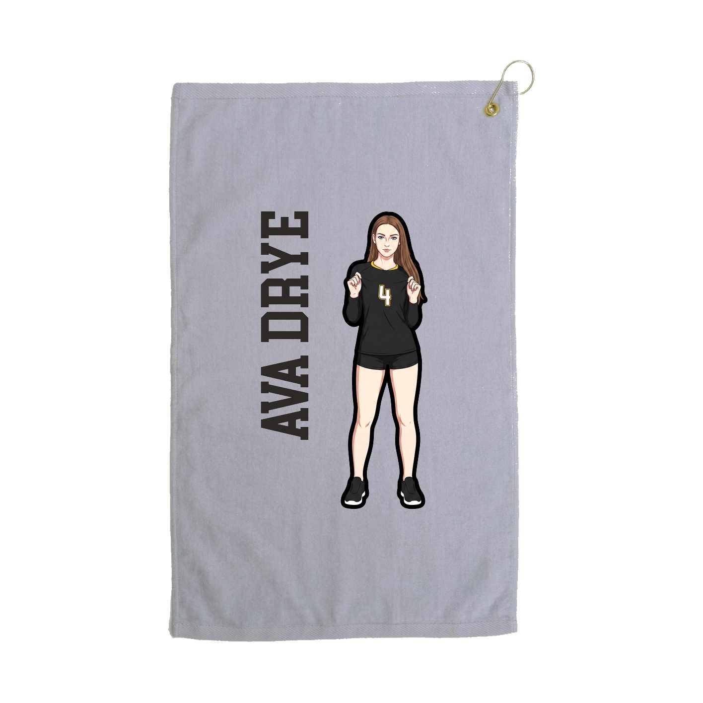 Golf Towel — Name Vertical in Grey