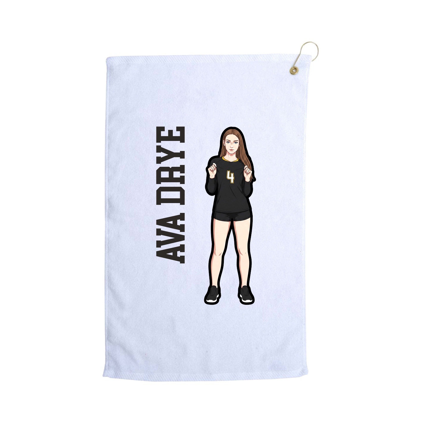 Golf Towel — Name Vertical in White