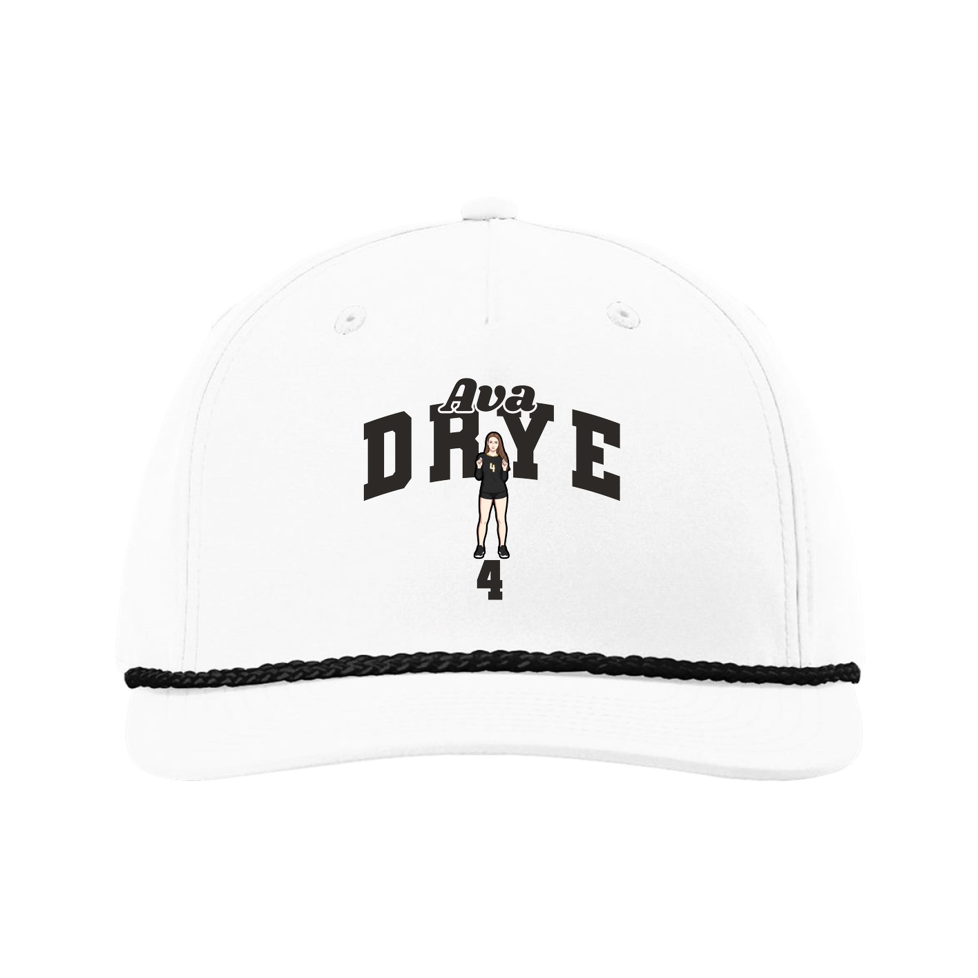 Five-Panel Classic Rope Cap — Signature Arch in White