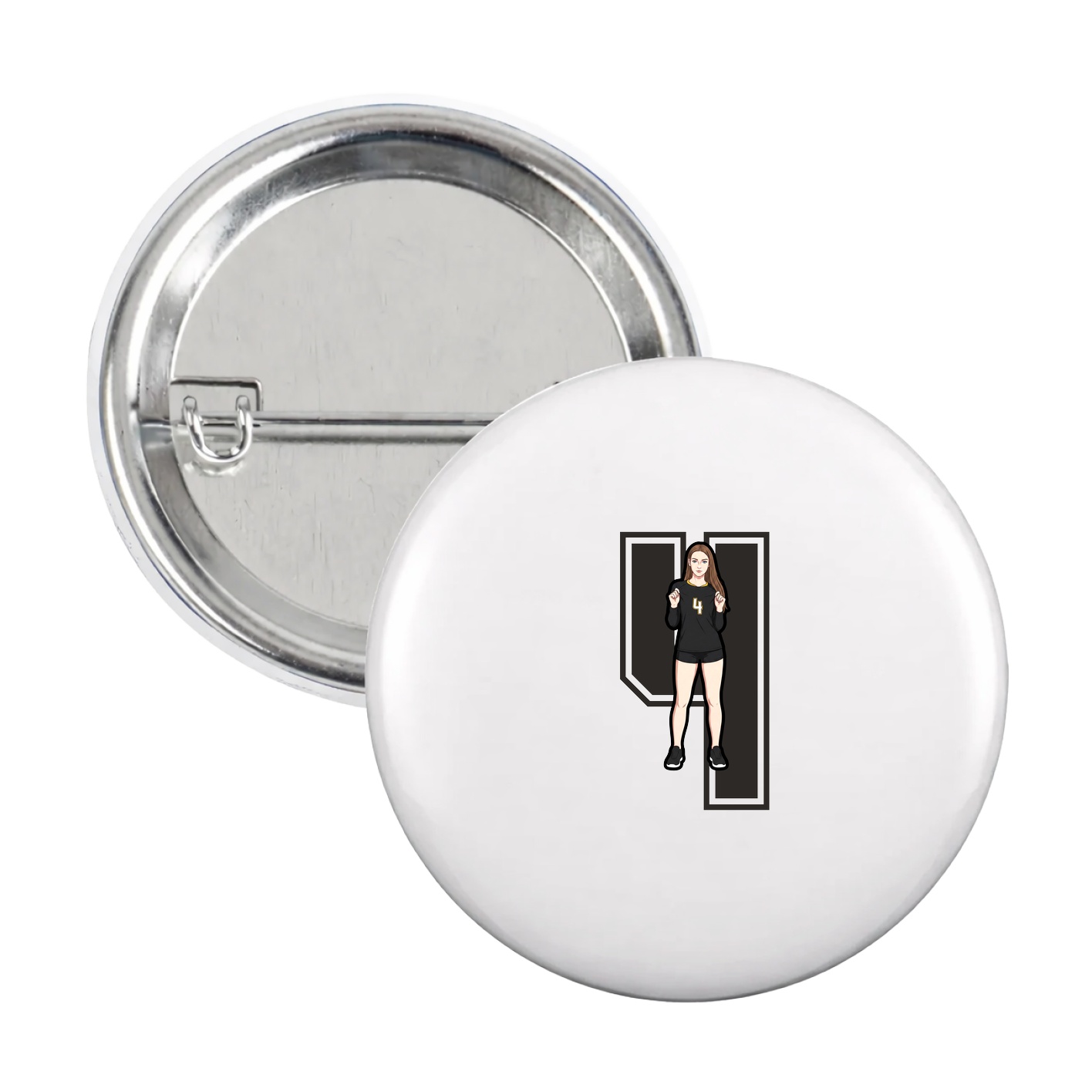 Game Day Button — Number in White