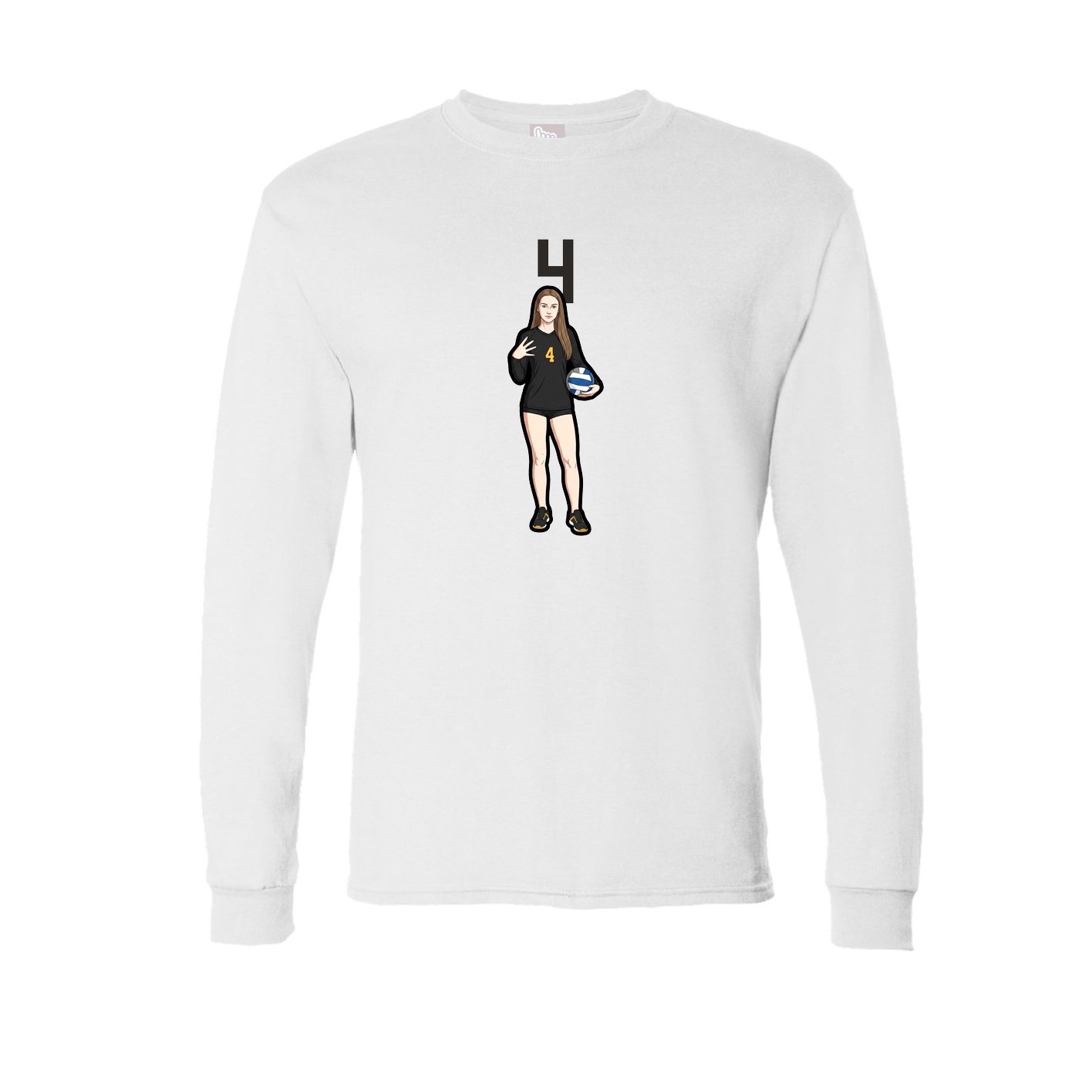 Long Sleeve Tee — Number Top in White