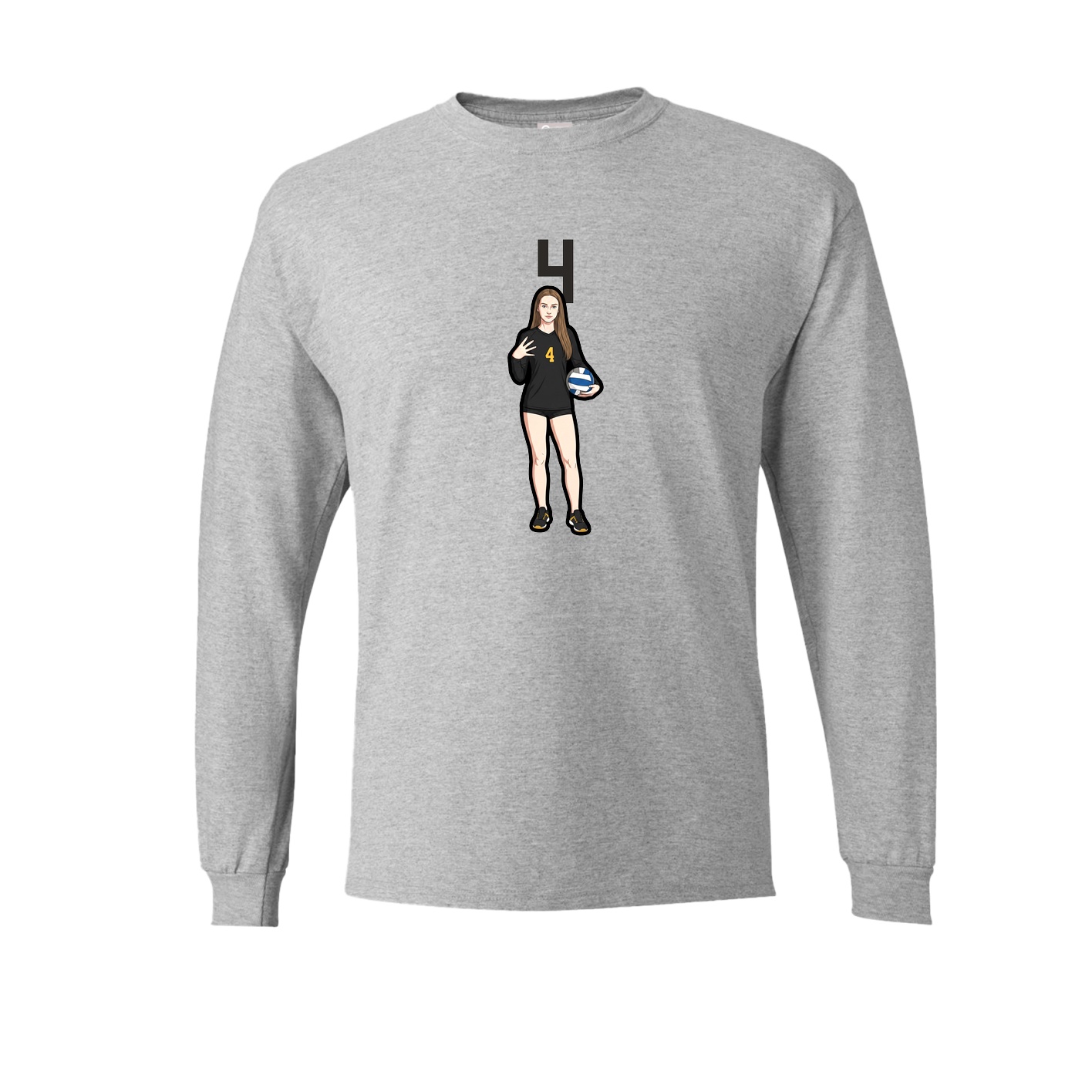 Long Sleeve Tee — Number Top in Grey