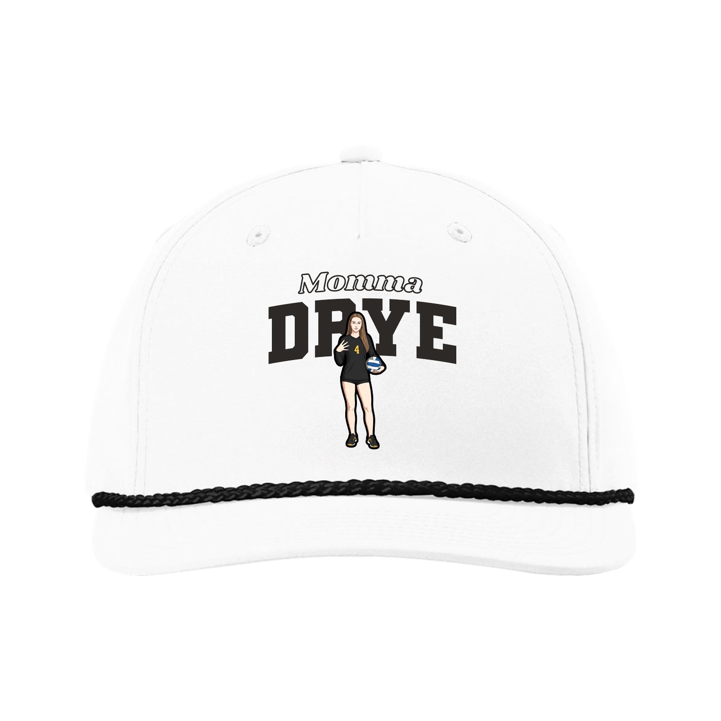 Five-Panel Classic Rope Cap — Mothers Day Block in White