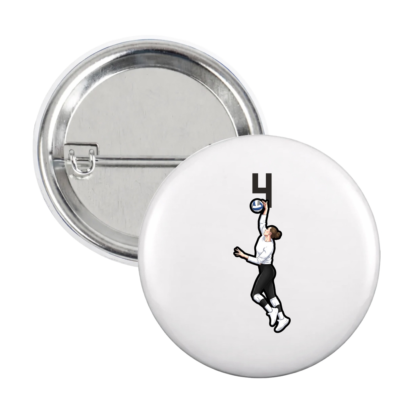 Game Day Button — Number Top in White