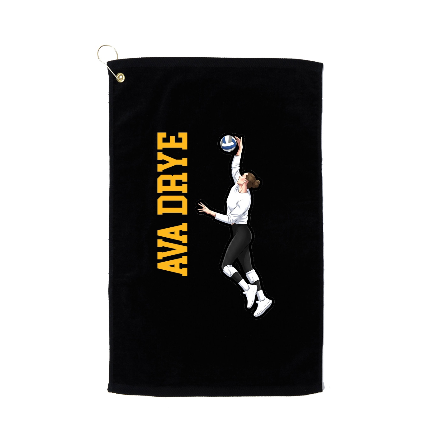 Golf Towel — Name Vertical in Black