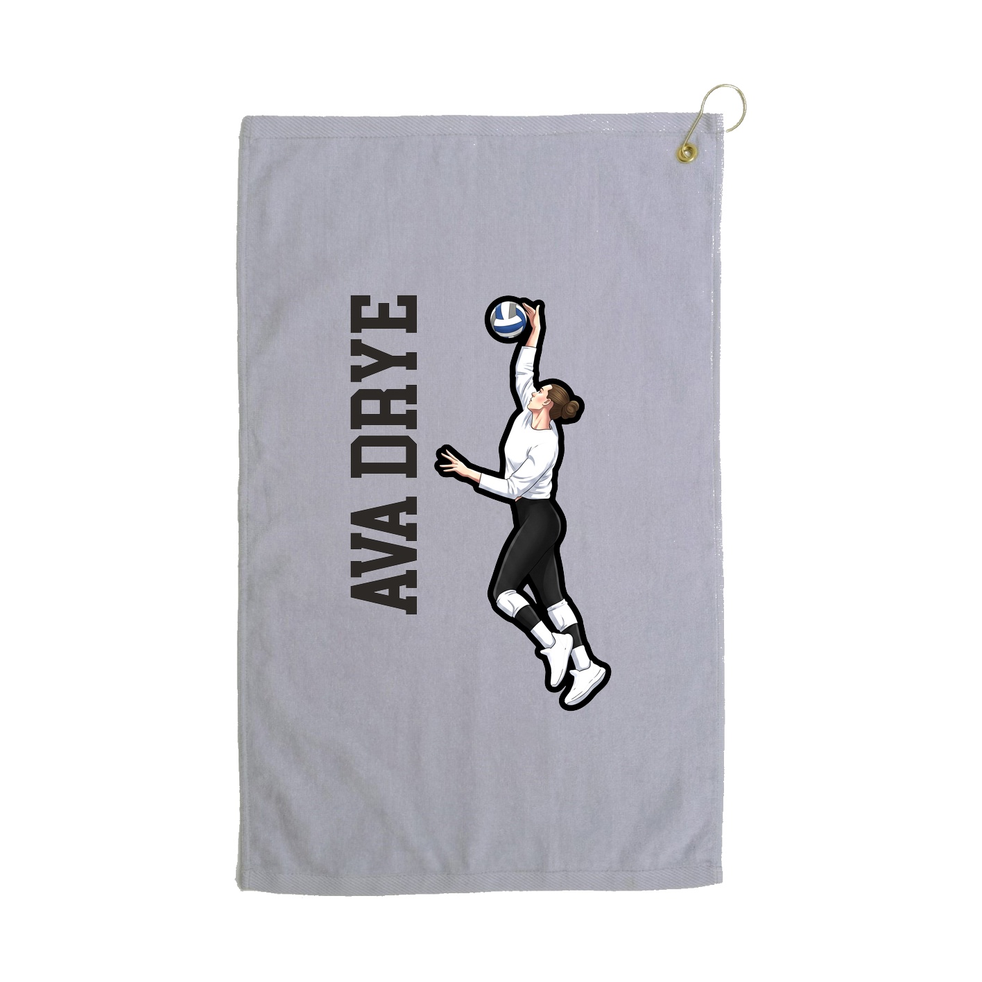 Golf Towel — Name Vertical in Grey