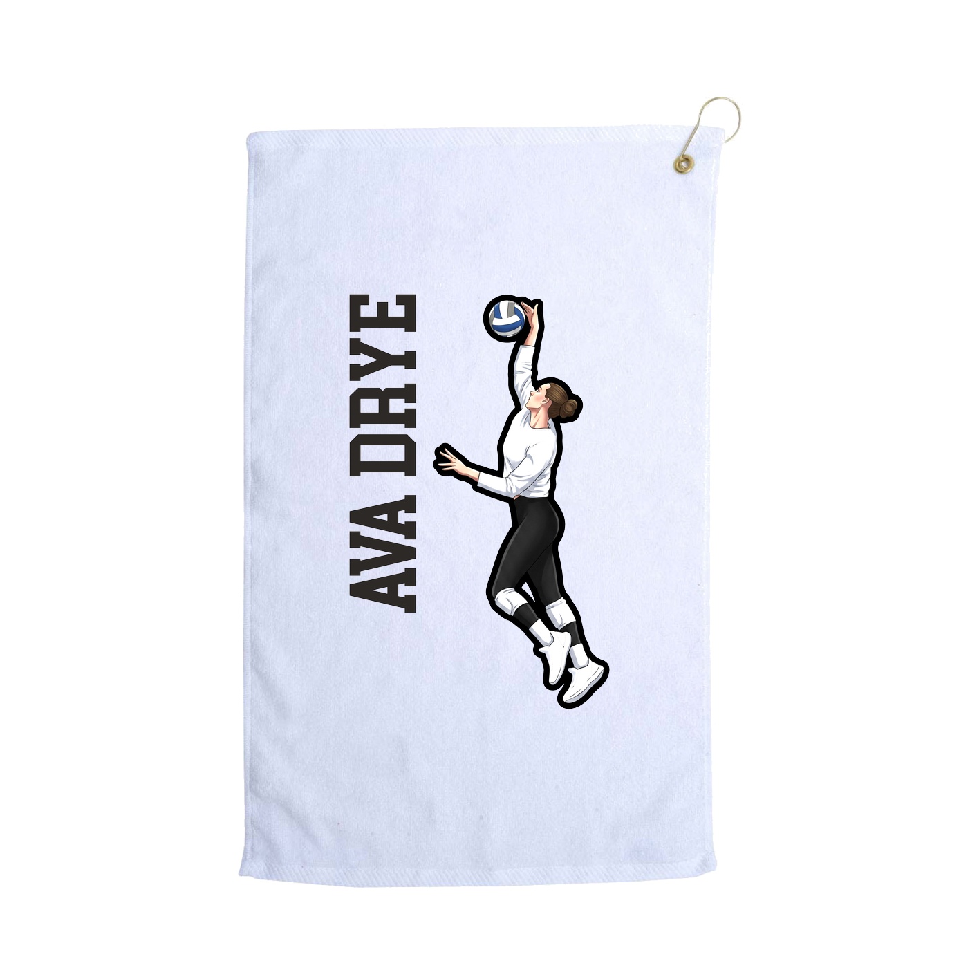 Golf Towel — Name Vertical in White