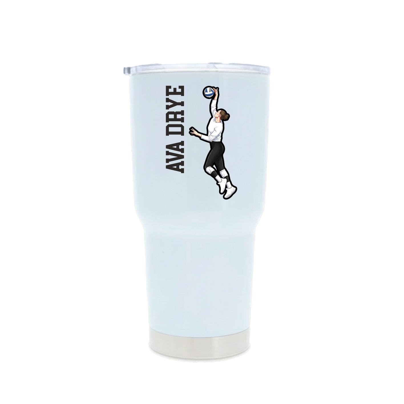 30oz Stainless Steel Tumbler — Name Vertical in White