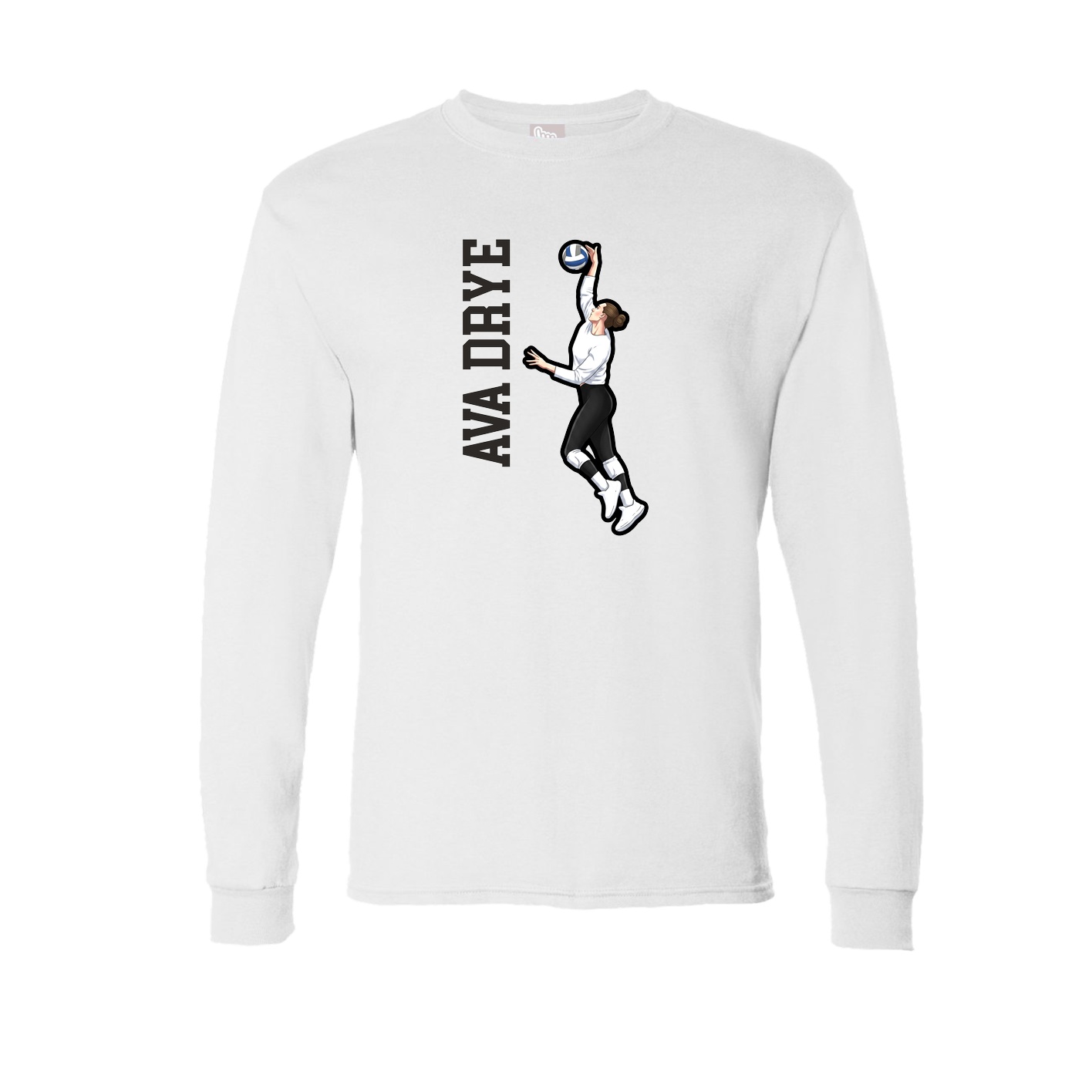 Long Sleeve Tee — Name Vertical in White
