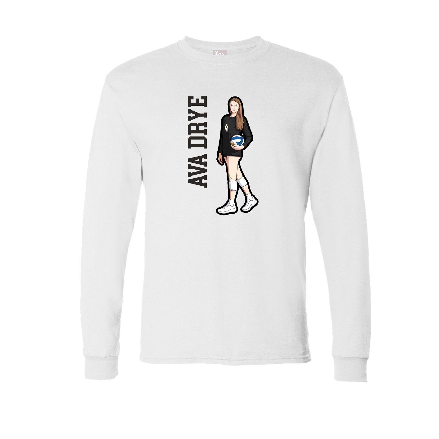 Long Sleeve Tee — Name Vertical in White
