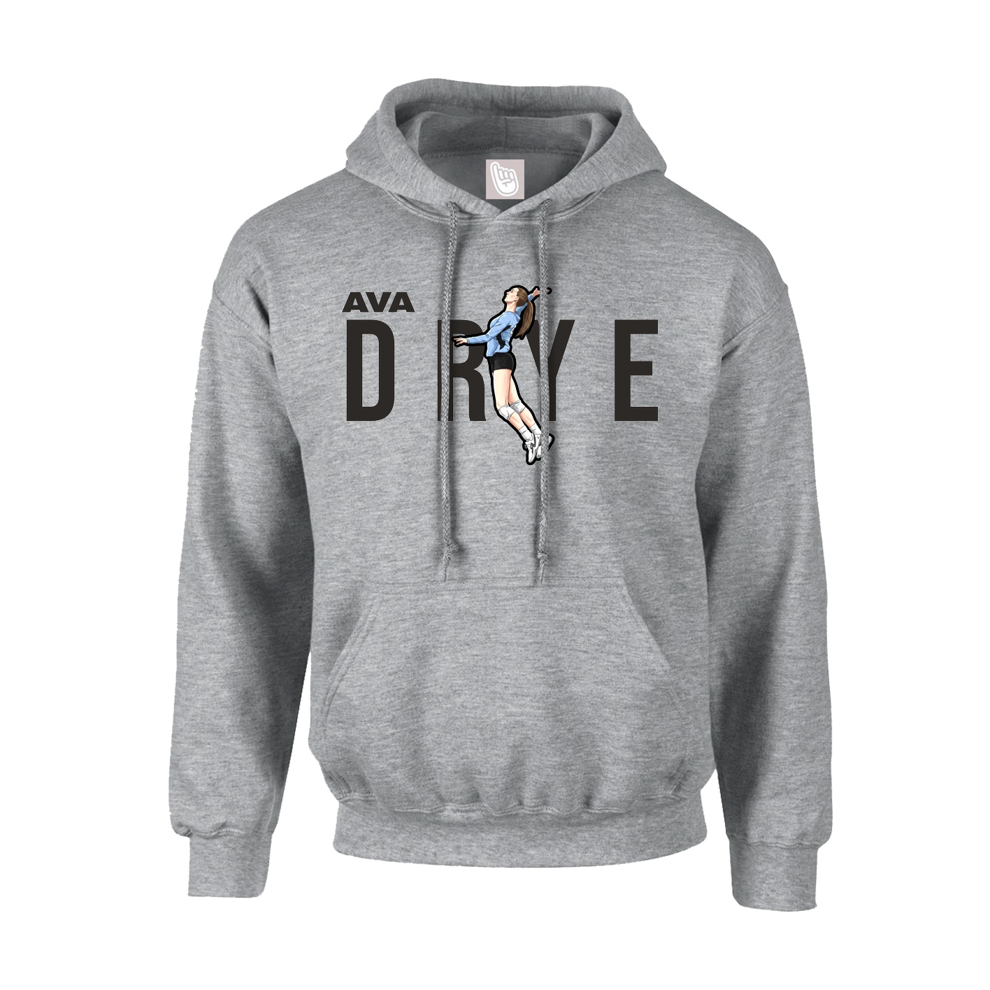 Youth Hoodie — Player Name in Grey
