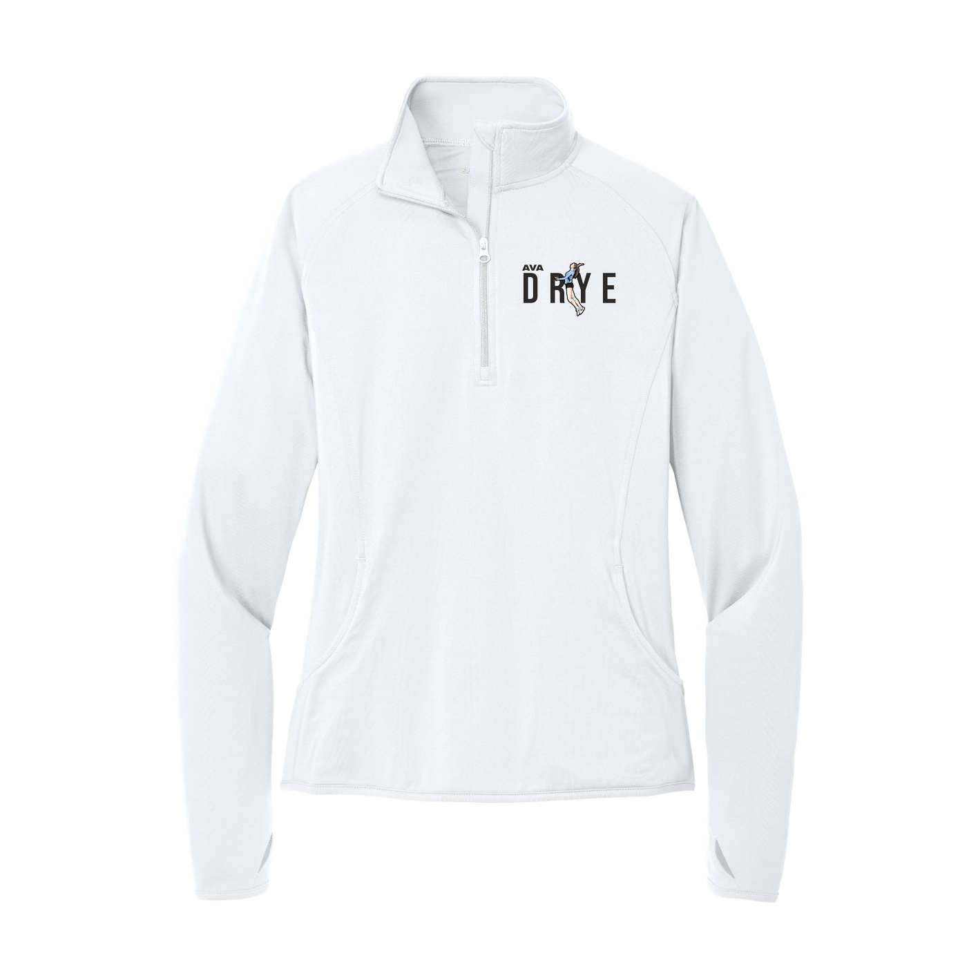 Women's Q-Zip Pullover — Player Name in White