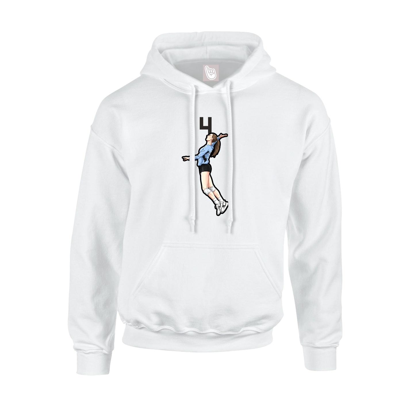 Youth Hoodie — Number Top in White
